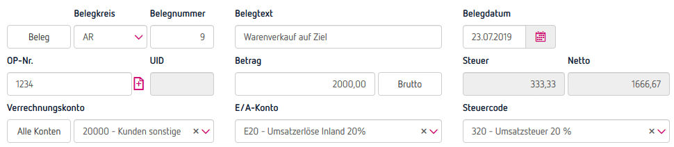 nachträgliche Erstellung eines offenen Posten