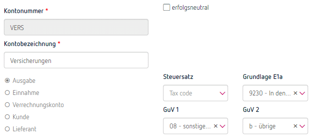 Versicherungsprämien Konto