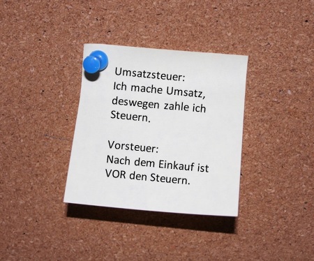Grafik zur Eselsbrücke Vorsteuer - Umsatzsteuer