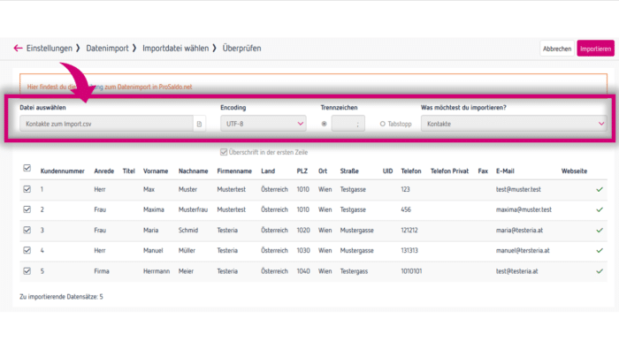 Kontakte in ProSaldo.net H5 importieren – so funktioniert’s!