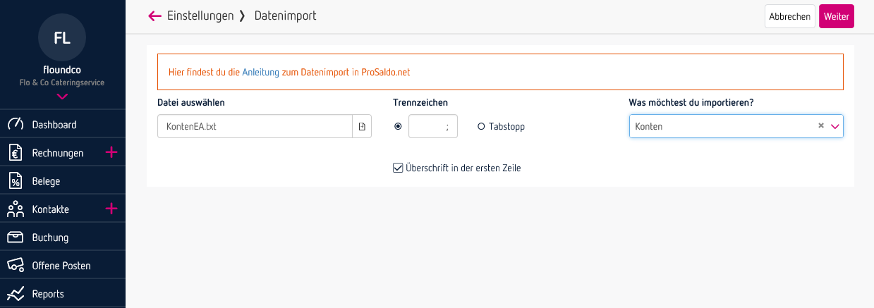 Schritt 2 - Datenimport
