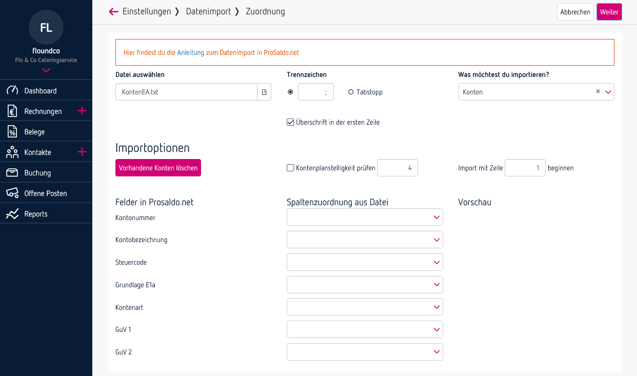Schritt 3 - Datenimport