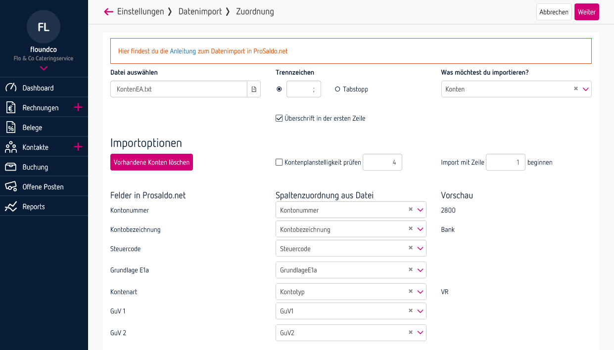 Schritt 3 - Datenimport