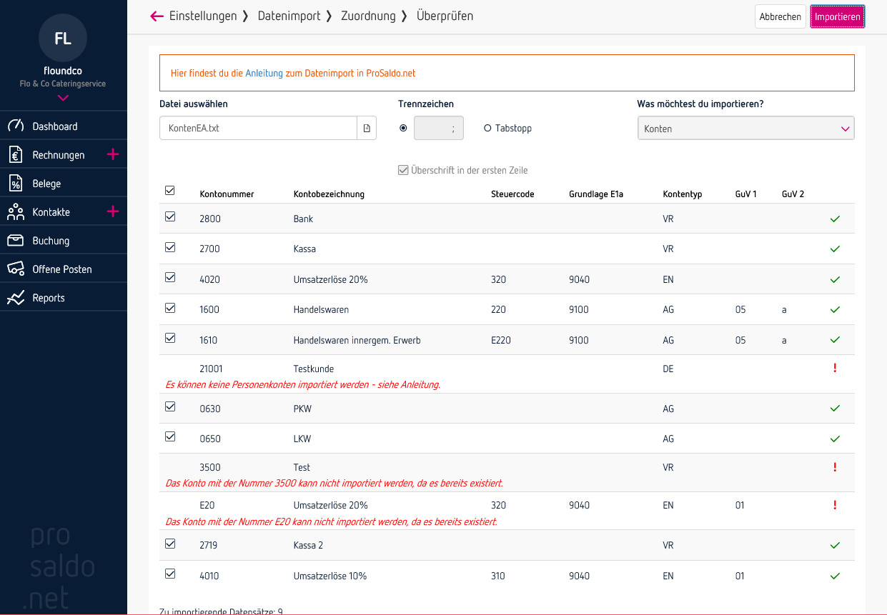 Schritt 4 - Datenimport