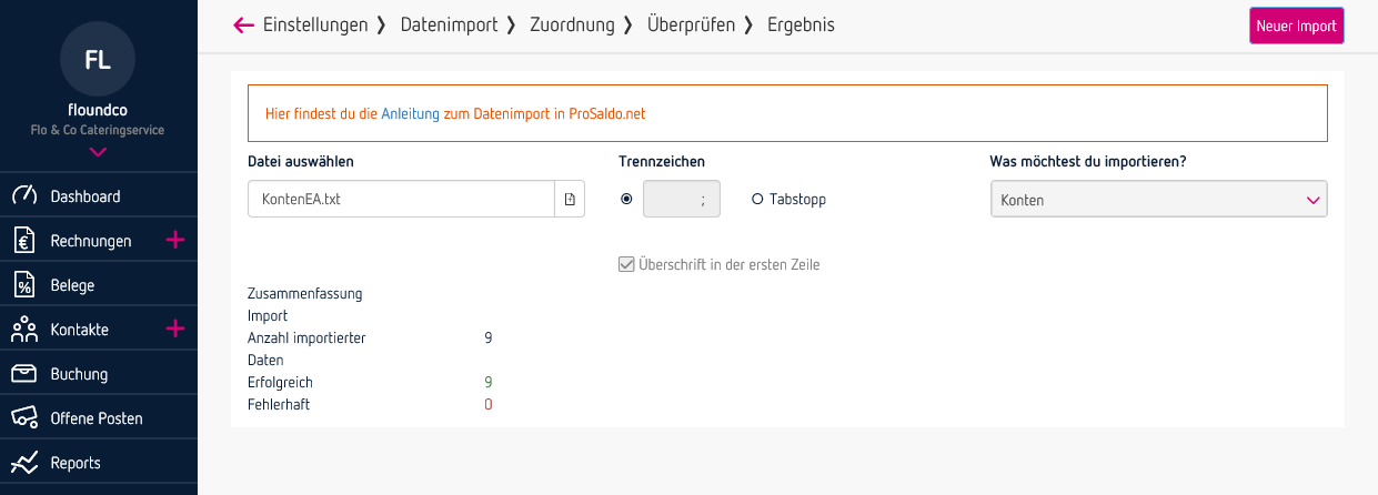 Zusammenfassung - Datenimport