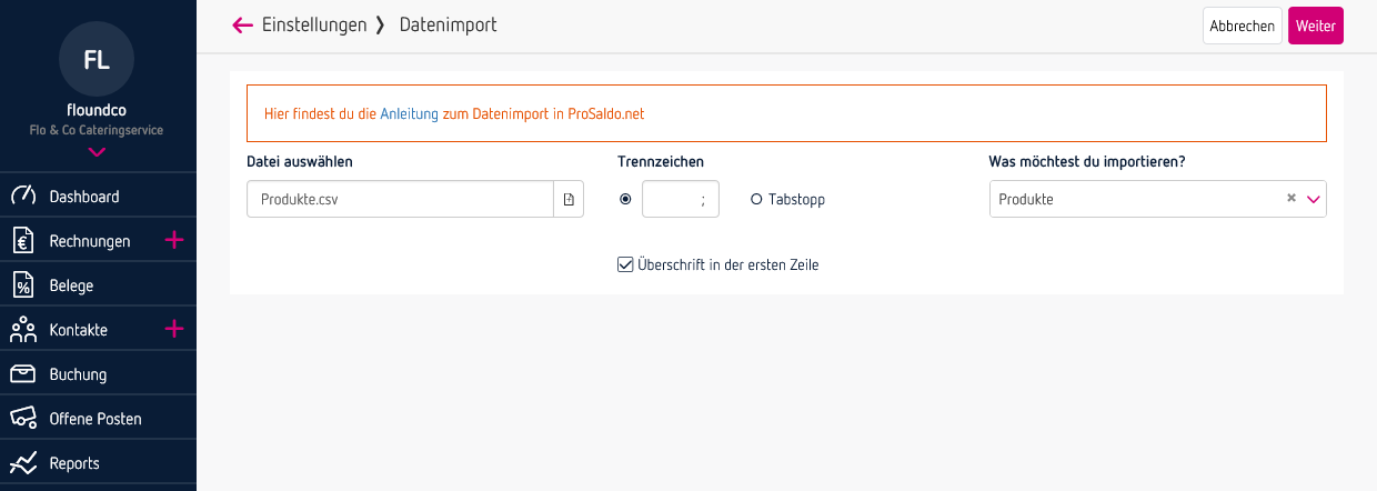 Schritt 2 - Datenimport