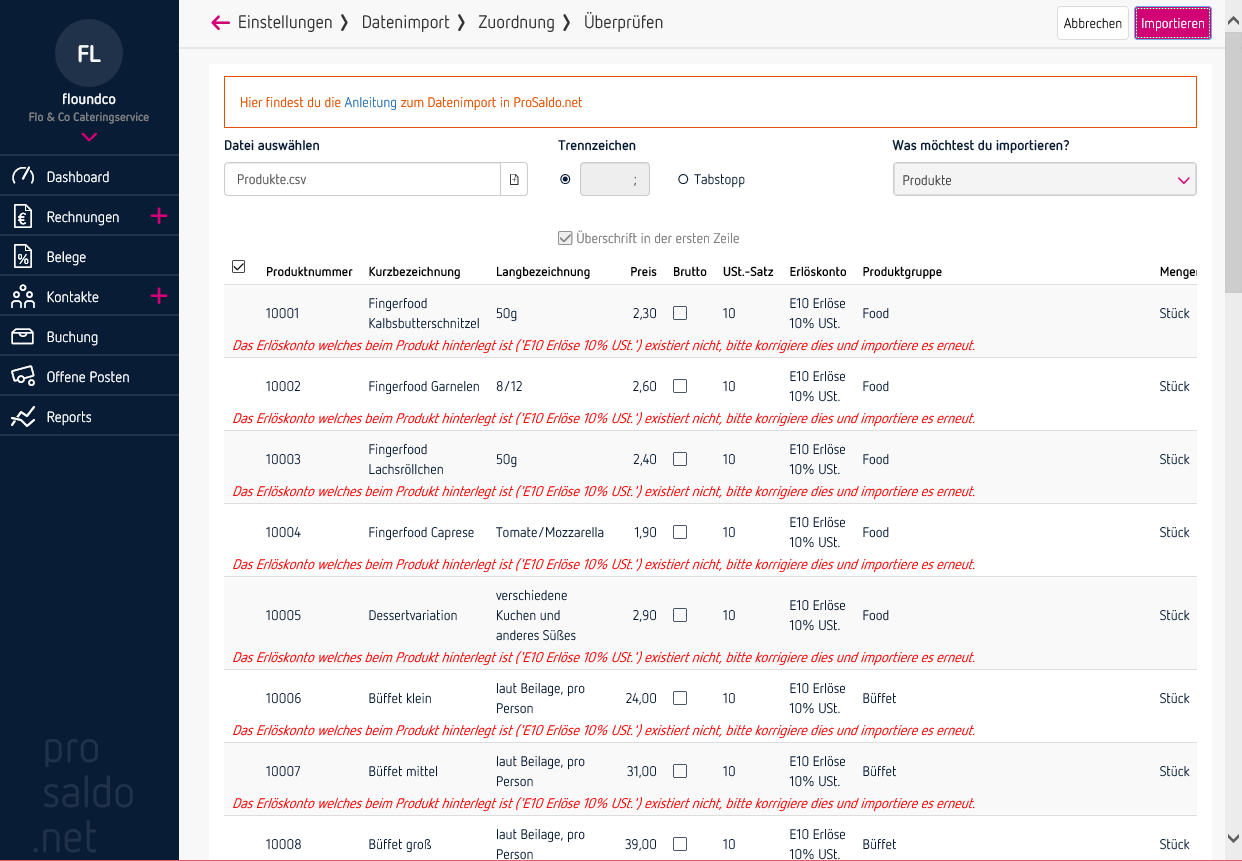 Schritt 4 - Datenimport