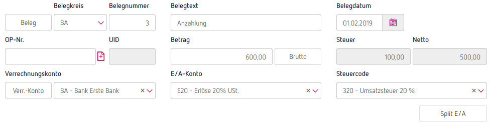 Verbuchung von An- und Teilzahlungen