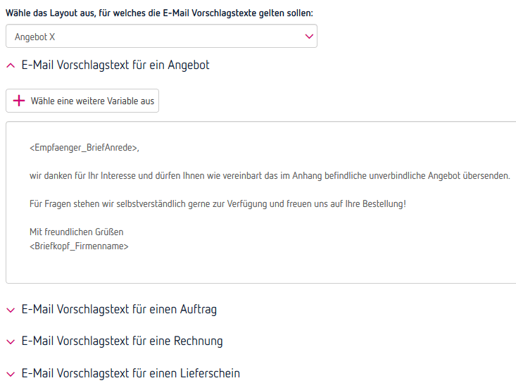 Layout E-Mail versenden