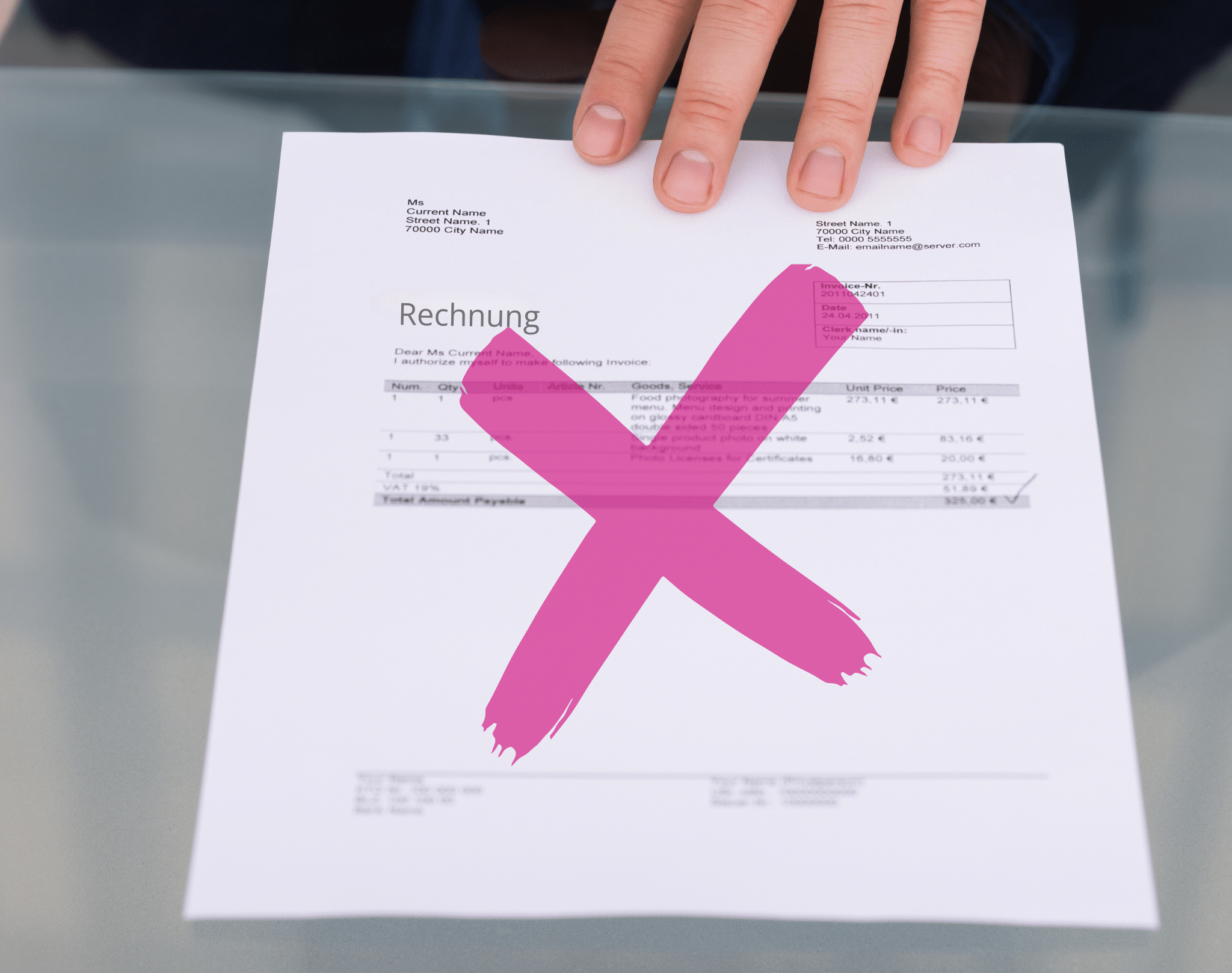 Falsch ausgestellt Rechnung muss schnell korrigiert werden.