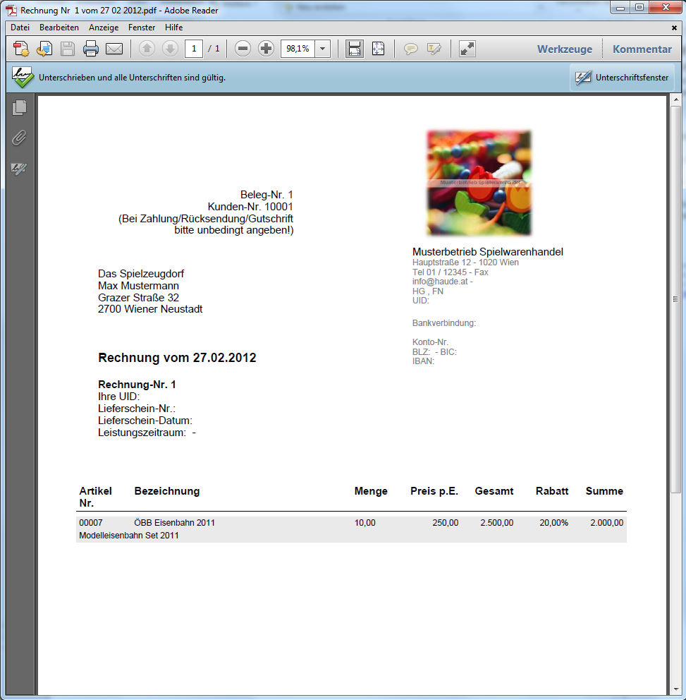 elektronischen Rechnung